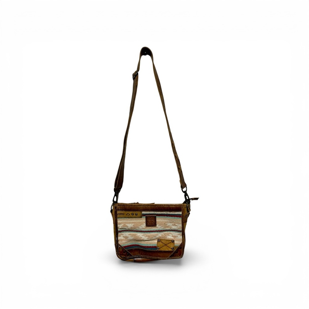 Vintage Wander Moore Indian Blanket-Leather Crossbody Shoulder Bag
